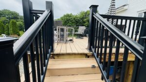 This video shows a deck and railing repair completed by Quick Handyman Services in Freehold, New Jersey. We inspected the deck for loose, damaged, and deteriorated components. Damaged wood was removed and replaced where necessary. Loose railing sections were reinforced and secured using exterior-rated fasteners. We checked the repaired areas for stability and completed the project with a clean, safe, and professional finish.